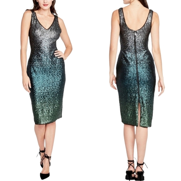 Rachel Roy Sequin Ombre Dress Size 0 NEW - Picture 1 of 14